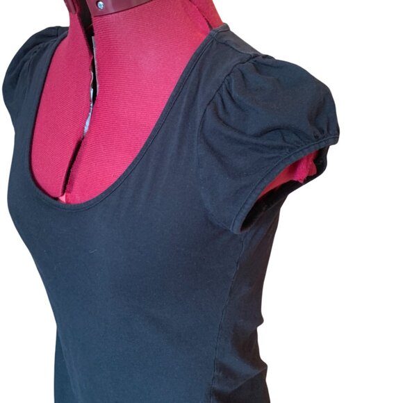 DIVIDED by H&M - Black - Short Puff-Sleeve Cotton Top – Size 10 - Picture 2 of 6